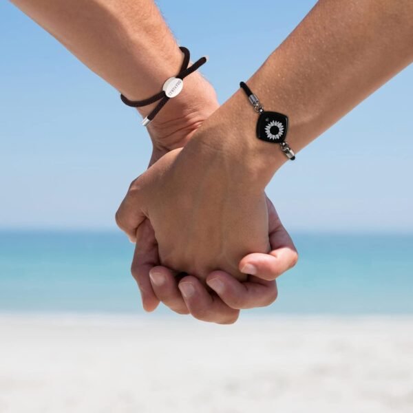 Dacida Long Distance Touch Bracelets Jewelry Set of 2, Remote Smart Connection Love Bracelet, Relationship Bracelets for Couples Lovers Family Kids Friends Valentine's Day Gifts(Bluetooth), Cubic Zirconia - Image 3