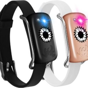 Dacida Long Distance Touch Bracelets, Send SOS SMS, Remote Smart Connection Vibration & Light Up Bracelet for Relationship Couples Girlfriend Boyfriend Family Passing on Love & Miss Gifts Jewelry Black Gold