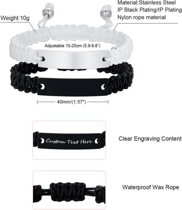 Dacida Matching Couples Bracelets for Women Men Long Distance Bracelets for Couples His Hers Bracelets Relationship Bracelets Anniversary Christmas Birthday Gifts - Image 3