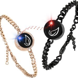 Dacida Long Distance Touch Bracelets,Couples Bracelets, Remote Smart Matching Couples Bracelet for Couples Suitable for Long Distance Relationship Girlfriend Boyfriend Passing on Love and Miss Gifts
