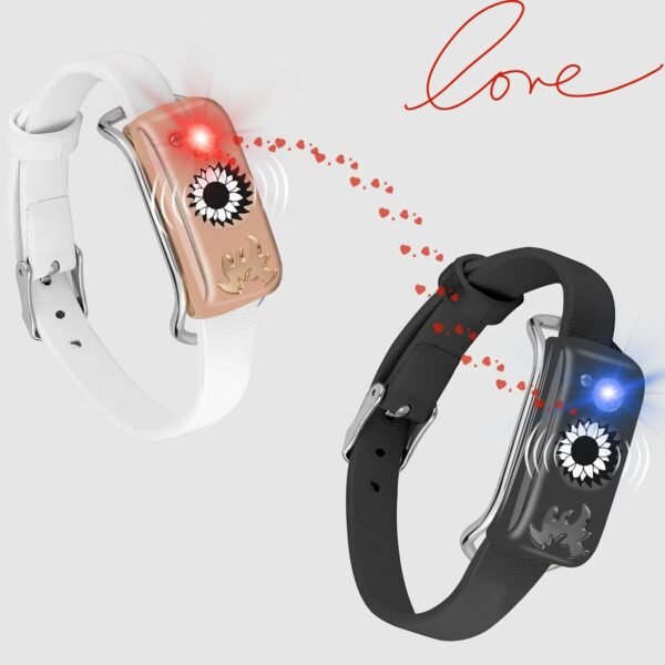 Dacida Long Distance Touch Bracelets, Send SOS SMS, Remote Smart Connection Vibration & Light Up Bracelet for Relationship Couples Girlfriend Boyfriend Family Passing on Love & Miss Gifts Jewelry Black Gold - Image 2