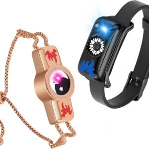 Dacida Couple Bracelet Couple Gifts Partner Bracelets with Touch Long Distance Relationship Gift for Long Distances Couple Love Gifts Vibration & Light Up Bluetooth Pairing Jewellery, Sun and Moon