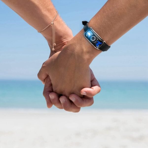 Dacida Couple Bracelet Couple Gifts Partner Bracelets with Touch Long Distance Relationship Gift for Long Distances Couple Love Gifts Vibration & Light Up Bluetooth Pairing Jewellery, Sun and Moon - Image 2