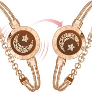 Dacida Couple Bracelet Couple Gifts Partner Bracelets with Touch Long Distance Relationship Gift for Long Distances Couple Love Gifts Vibration & Light Up Bluetooth Pairing Jewellery, Sun and Moon