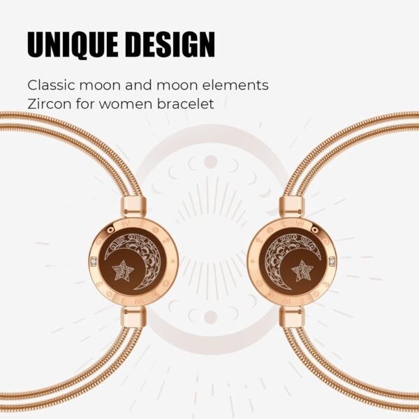 Dacida Couple Bracelet Couple Gifts Partner Bracelets with Touch Long Distance Relationship Gift for Long Distances Couple Love Gifts Vibration & Light Up Bluetooth Pairing Jewellery, Sun and Moon - Image 4