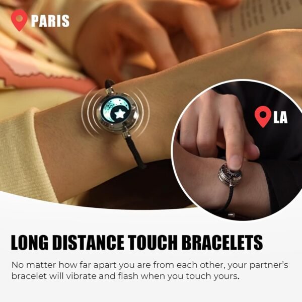 Dacida Long Distance Touch Bracelets for Couples, Vibration & Light up for Love Couples Bracelets | Long Distance Relationship Gifts for Girlfriend Bluetooth Pairing Jewelry - Image 2
