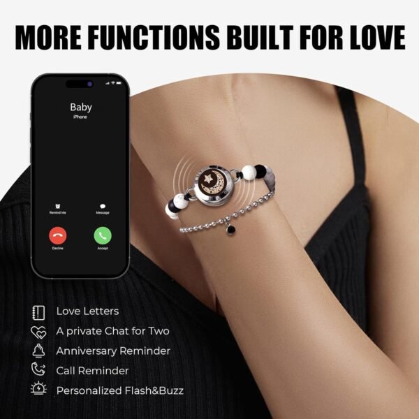 Dacida Long Distance Touch Bracelets for Couples, Vibration & Light up for Love Couples Bracelets | Long Distance Relationship Gifts for Girlfriend Bluetooth Pairing Jewelry - Image 28