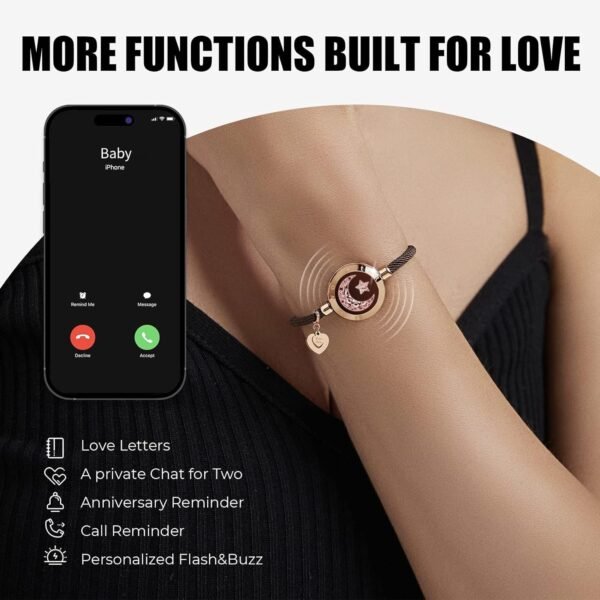 Dacida Long Distance Touch Bracelets for Couples, Vibration & Light up for Love Couples Bracelets | Long Distance Relationship Gifts for Girlfriend Bluetooth Pairing Jewelry - Image 34
