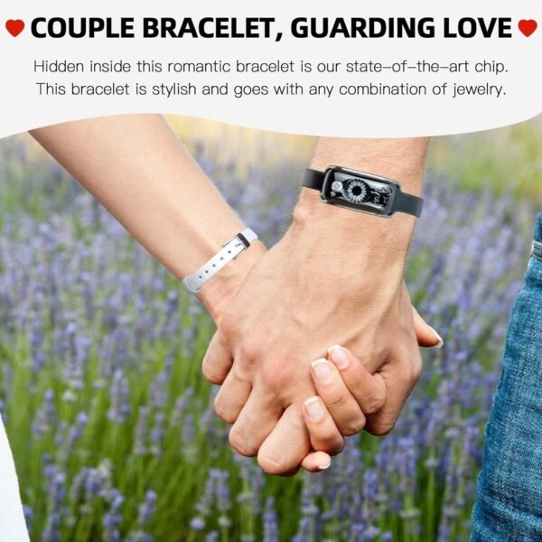Dacida Long Distance Touch Bracelets, Send SOS SMS, Remote Smart Connection Vibration & Light Up Bracelet for Relationship Couples Girlfriend Boyfriend Family Passing on Love & Miss Gifts Jewelry Black Gold - Image 4