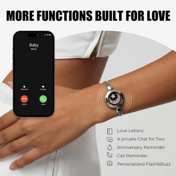 Dacida Long Distance Touch Bracelets for Couples, Vibration & Light up for Love Couples Bracelets | Long Distance Relationship Gifts for Girlfriend Bluetooth Pairing Jewelry - Image 15