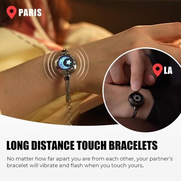 Dacida Long Distance Touch Bracelets for Couples, Vibration & Light up for Love Couples Bracelets | Long Distance Relationship Gifts for Girlfriend Bluetooth Pairing Jewelry - Image 14