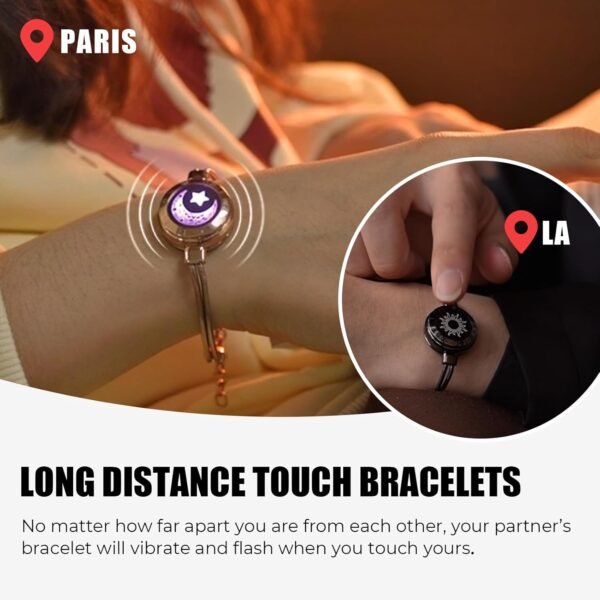 Dacida Long Distance Touch Bracelets for Couples, Vibration & Light up for Love Couples Bracelets | Long Distance Relationship Gifts for Girlfriend Bluetooth Pairing Jewelry - Image 46