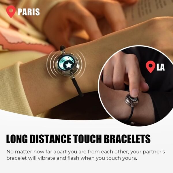 Dacida Long Distance Touch Bracelets for Couples, Vibration & Light up for Love Couples Bracelets | Long Distance Relationship Gifts for Girlfriend Bluetooth Pairing Jewelry - Image 21