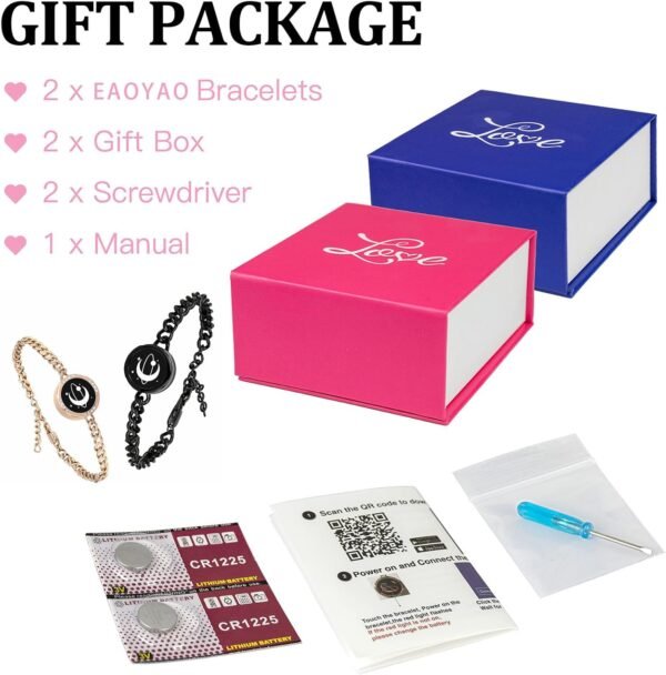 Dacida Long Distance Touch Bracelets,Couples Bracelets, Remote Smart Matching Couples Bracelet for Couples Suitable for Long Distance Relationship Girlfriend Boyfriend Passing on Love and Miss Gifts - Image 18