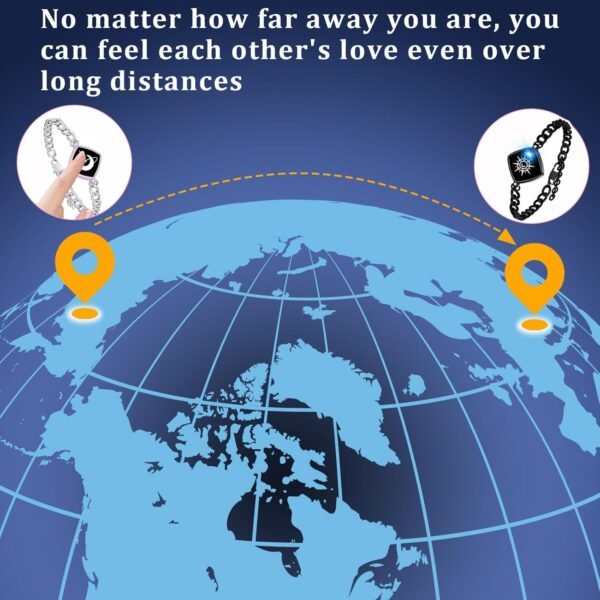 Dacida Long Distance Touch Bracelets Jewelry Set, Remote Smart Connection Love Bracelet,Send SOS SMS Relationship Bracelets Moon Star for Couples Lovers Family Friends Festivals Valentine's Day Gifts Pink - Image 2