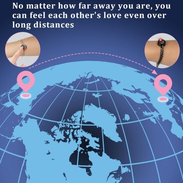 Dacida Long Distance Touch Bracelets,Couples Bracelets, Remote Smart Matching Couples Bracelet for Couples Suitable for Long Distance Relationship Girlfriend Boyfriend Passing on Love and Miss Gifts - Image 2