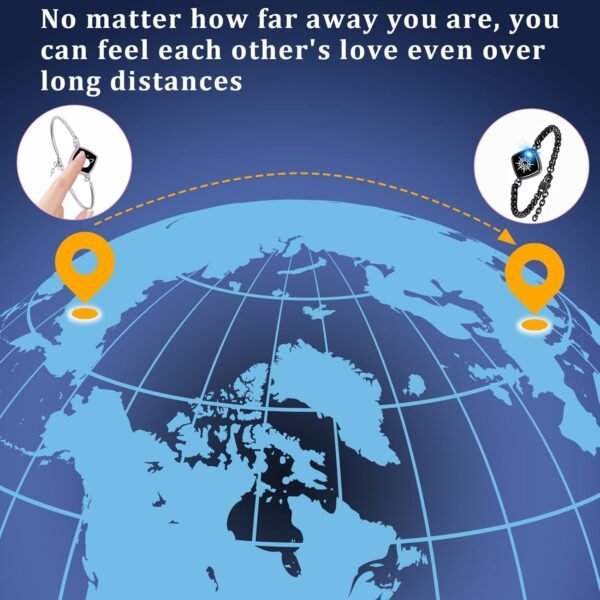 Dacida Long Distance Touch Bracelets Jewelry Set, Remote Smart Connection Love Bracelet,Send SOS SMS, Relationship Bracelets Moon Star for Couples Lovers Family Friends Festivals Valentine's Day Gifts Pink - Image 2