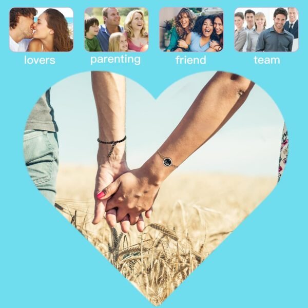 Dacida Long Distance Touch Bracelets,Couples Bracelets, Remote Smart Matching Couples Bracelet for Couples Suitable for Long Distance Relationship Girlfriend Boyfriend Passing on Love and Miss Gifts - Image 3