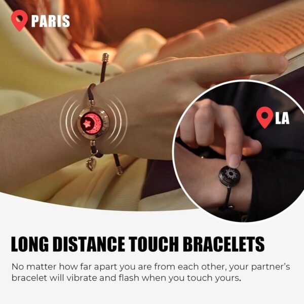 Dacida Long Distance Touch Bracelets for Couples, Vibration & Light up for Love Couples Bracelets | Long Distance Relationship Gifts for Girlfriend Bluetooth Pairing Jewelry - Image 33