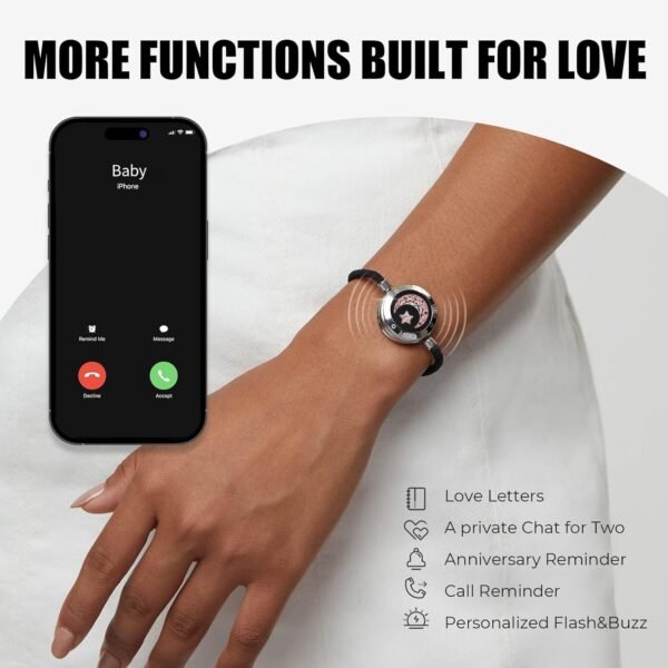 Dacida Long Distance Touch Bracelets for Couples, Vibration & Light up for Love Couples Bracelets | Long Distance Relationship Gifts for Girlfriend Bluetooth Pairing Jewelry - Image 3